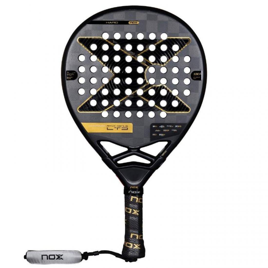 Nox AT10 Genius LTD Pack 2025 – Agustín Tapia Limited Edition Padel RacketDual-Face Carbon Construction: Features one side with 12K carbon fiber for enhanced control and another with 18K carbon fiber for increased power, allowing players to adapt to diffe